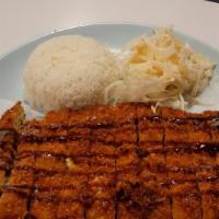 돈까스 Don Katsu · Deep fried pork cutlet served with rice