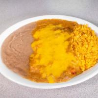 Kid'S Cheese Enchilada Plate · 1 enchilada with rice, beans and 1 tortilla.