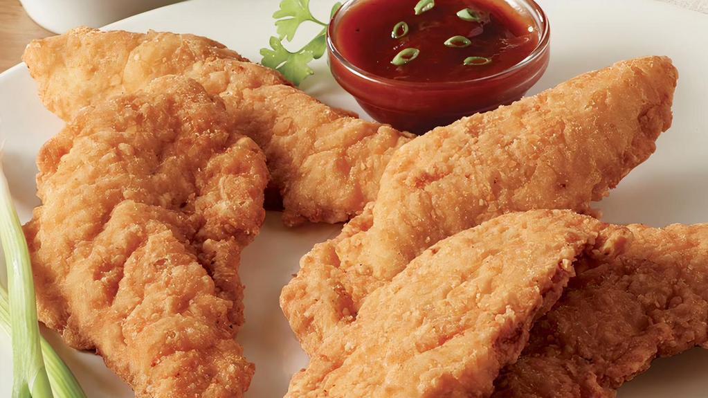 Chicken Tenders · All white meat tenders battered and fried golden brown served with your choice of dipping sauce.