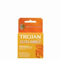 Trojan Condoms · ULTRA RIBBED , DESIGNED FOR ULTRA STIMULATION.
3 LUBRICATED LATEX CONDOMS.