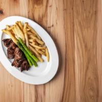 Sirloin Tips · Marinated and grilled to your taste. Parmesan fries and asparagus.