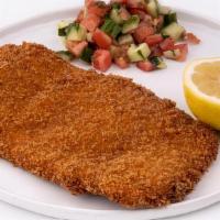 Mega Schnitzel · Two sides of your choice.