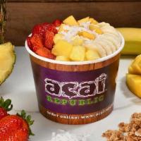 The Cali Bowl · Blend: Acai, Pineapple, Strawberry, Mango, Peach, Passion Fruit, Guarana. 
Topping: Granola,...