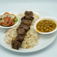 Beef Kabob · Grilled marinated beef cubes with spices, served with yogurt sauce.