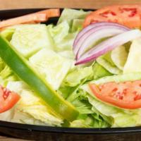Garden Salad · Iceberg lettuce, cucumbers, tomatoes, green peppers and onions.