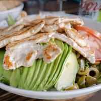 Costa Pacifica Salad · Fresh romaine lettuce, tossed with our homemade lime dressing vinaigrette, with green olives...