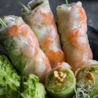 Summer Rolls With Shrimp · Steamed shrimps, basils, lettuce, Vietnamese pickles, vermicelli wrapped in rice paper and s...