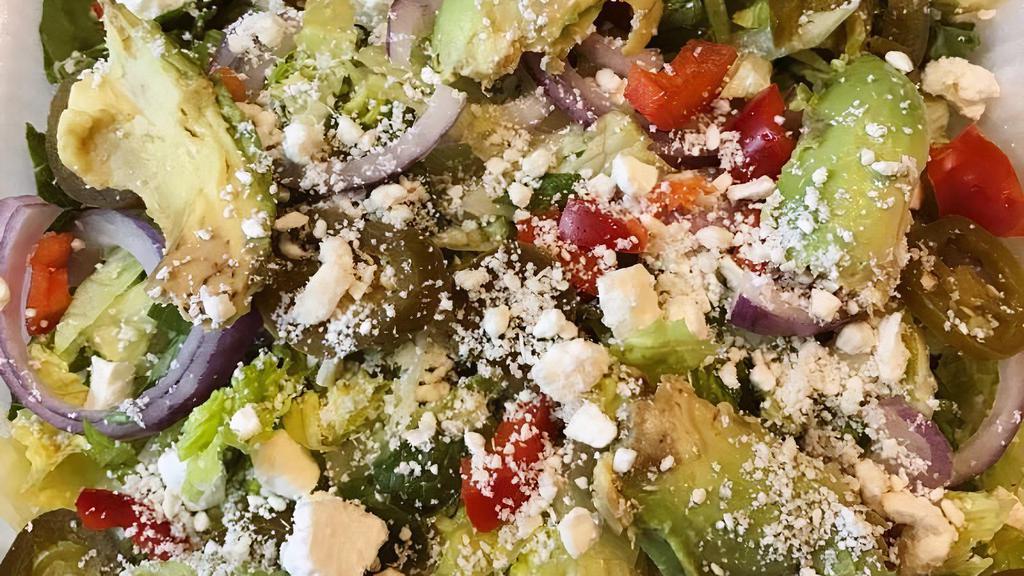Avocado Salad · Lettuce, Onion, Tomatoes, Feta Cheese, Balsamic Vinaigrette, Avocado. Dressing: Ranch or Italian Dressing.