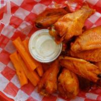Buffalo Wings (Mild, Medium, Hot) · Our crispy wings tossed in your choice of Mild, Medium, and Hot tangy Buffalo sauce.