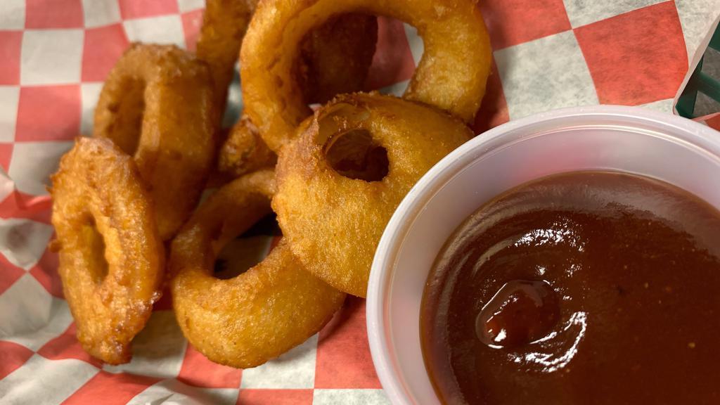 Onion Rings · With BBQ dipping sauce.