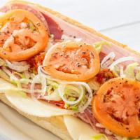 Knuckle Sandwich · Our signature Italian hoagie features imported ham, Genoa salami, capicola, and sharp provol...