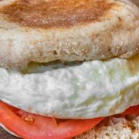 The Skinny Egg Sandwich · 2 farm fresh egg whites, tomato on a toasted wheat English muffin.