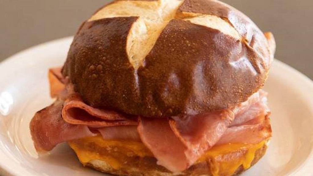 Ham & Cheese Pretzel Bun Sandwich · 