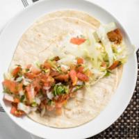 Fish Taco · large tortilla, breaded fish, cabbage,tarter sauce and pico de gallo