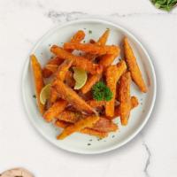 Sweety Fries · Sweet potato slices fried until golden crisp - garnished with sea salt. Served with ketchup.