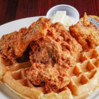 Fried Chicken And Waffle · Our famous Belgian waffle, served with our crispy fried chicken.