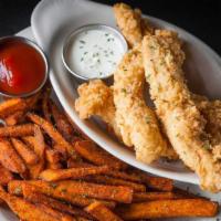 Chicken Tender Basket · Flaky and crispy with your choice of dippin’s.