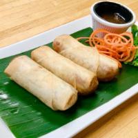 Vegetable Spring Rolls · (3) Rolls | Woonsen Noodles| Cabbage | Bamboo Shoots | Celery | Soy Sauce | Pineapple Sauce