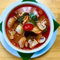 Tom Yum · Chili Paste | Lemongrass | Cilantro | Scallions | Fish Sauce | Cherry Tomatoes | Line Juice ...