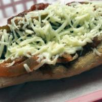 Big Italy · JUMBO DOG toped with Marinara Sauce, Bell Peppers, Mozzerellla Cheese