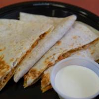Kids Quesadilla · Kids Quesadilla , with chips or a cookie and kids drink or milk.
