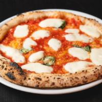 Margherita Pizza · Mozzarella, pecorino, tomato sauce, and basil. *vegetarian*