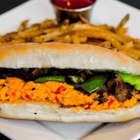 Southern Chicken Philly · A Mr. Cheesesteak Classic! Served with Pimento Cheese, Grilled Onions, and BBQ sauce.