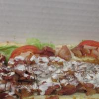 Chic Bacon Ranch Grinder · Grilled chicken, diced bacon, melted mozz cheese blend, drizzled in Gregg’s Ranch dressing.