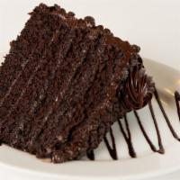 Gregg’S Death By Chocolate Cake · 6 layers of chocolate cake filled and finished with chocolate frosting and loaded with choco...