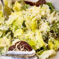 Classic Caesar · chopped romaine ribs, herbs, really good anchovies, toasted breadcrumbs, fried capers, parme...