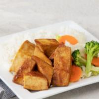 Tofu Teriyaki · Served with mixed vegetables and steamed rice