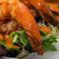 Cajun Shrimp · Four prawns grilled with our house Cajun rub and served with red pepper aioli