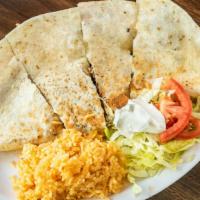 Quesadilla · Choose your meat. Served with house salad.