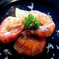 Golden Fried Shrimp · with fresh chips and homemade slaw