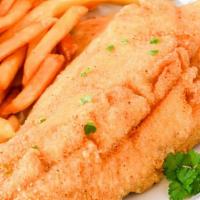 5 Pc Fried Whiting  Fish With Fries Special · With a can of soda.