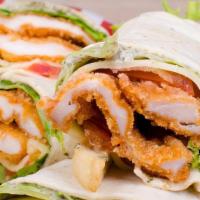 Chicken Parmesan Wrap · Crispy chicken cutlet, mozzarella cheese and tomato sauce all wrapped up in a tortilla.
