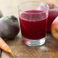 Hangover Killa Juice · Delightful boost of apple, lemon, carrot, beet and ginger.
