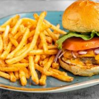 Bay Park Burger · Prime chuck, lettuce, tomato, red onion, garlic aioli on a brioche bun. Add bacon or a fried...