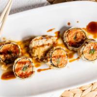 Spicy Tuna Crunch · Deep Fried Spicy Tuna and Scallions Wrapped with Seaweed / Eel Sauce and Ponzu Sauce (no rice)