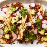 Mushroom Taco (3) · Mushroom taco with escabeche, serrano, and cilantro cream