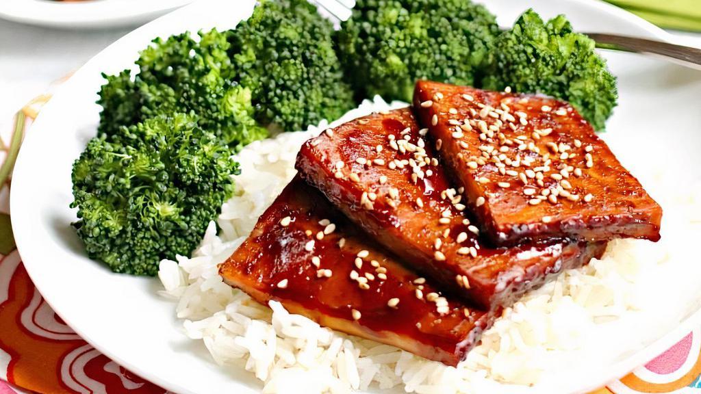 Tofu Teriyaki · One of the picks for vegans with Hapa's MSG-free and 100% vegan gourmet teriyaki sauce.