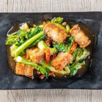 Ka Na Moo Krob · Crispy Pork with Chinese broccoli and oyster sauce