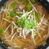 Thai Noodle Pho · Thai chicken broth with cilantro, scallions, bean sprouts, & rice noodles.