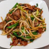 Szechuan Beef  · Spicy. Shredded beef with carrots, celery, spring onion in hot plum sauce.