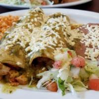 Enchiladas Con Scrambled Tofu (Vegan) · 2 Tofu Enchiladas (cooked with mushrooms, bell peppers, and onions) rolled in corn tortillas...