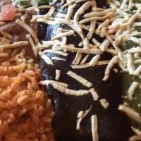 Enchiladas Verdes (Beef, Chicken, Or Cheese) Combo Plate · Two corn enchiladas rolled with your choice of protein (beef, chicken, or cheese) topped wit...