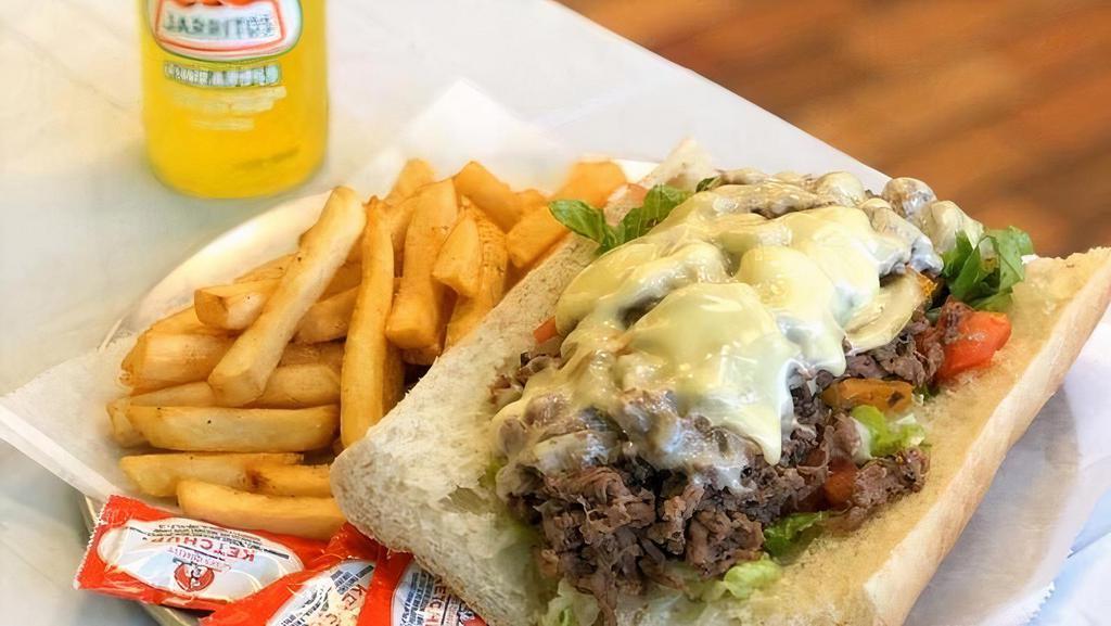 **Cheese Steak** · Cheesesteak on a sub or wrap. Made to order with choice of Onions, Peppers, Mushrooms and more!