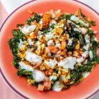 Palak Chaat · Fresh crunchy baby spinach, bits of fresh tomato and onions all tossed in the flavorful mixt...