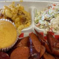 Hot Links Meal · All Meals come with 2 Sides, Muffin and Drink  Add 1$ for Mac & Cheese