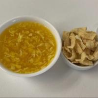 Egg Drop Soup / 蛋花汤 · Served with fried noodles.